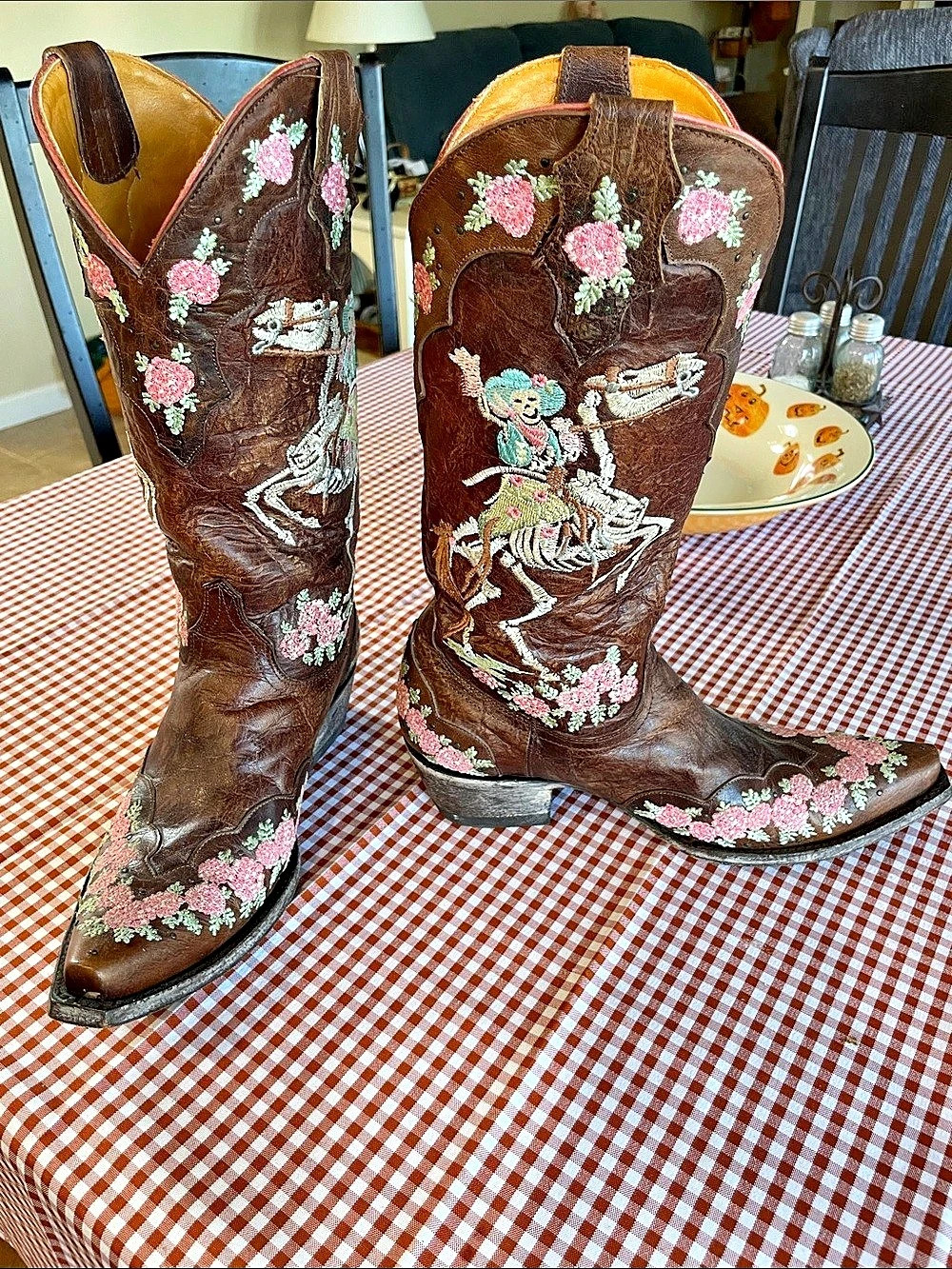 Old Gringo Ghost Rider Floral Embroidered Brown Boots